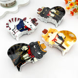 Hat Cat Print Animal Hair Claw Clip