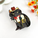 Hat Cat Print Animal Hair Claw Clip