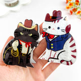 Hat Cat Print Animal Hair Claw Clip