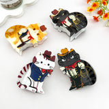 Hat Cat Print Animal Hair Claw Clip