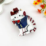 Hat Cat Print Animal Hair Claw Clip