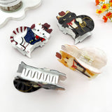 Hat Cat Print Animal Hair Claw Clip