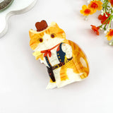 Hat Cat Print Animal Hair Claw Clip
