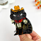 Hat Cat Print Animal Hair Claw Clip