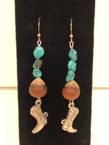 Turquoise Cowboy Boot Chinquapin Earrings