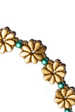Necklace and Earring Gold Flower w/turquoise bead